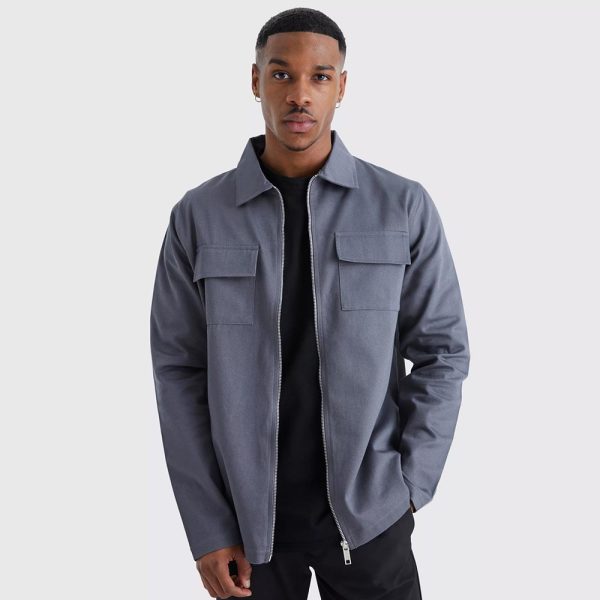 Longsleeve Zip Fastening Twill Overshirt