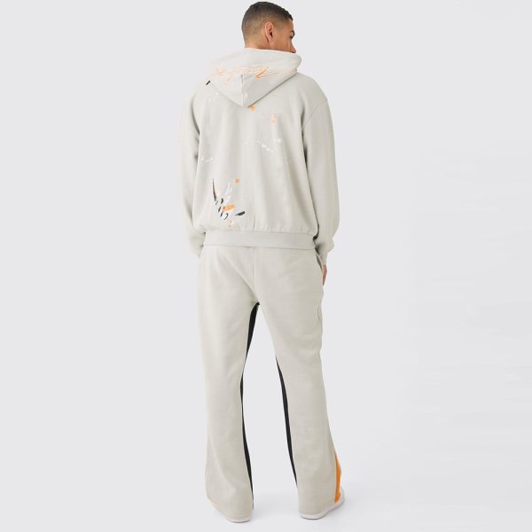 Oversized Washed Paint Splatter Graphic Zip Through Tracksuit - Image 2