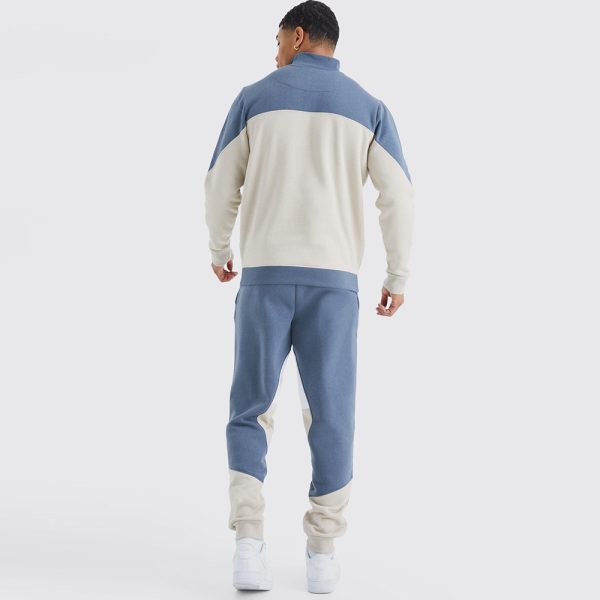 Man 1/4 Zip Funnel Neck Colour Block Tracksuit - Image 2