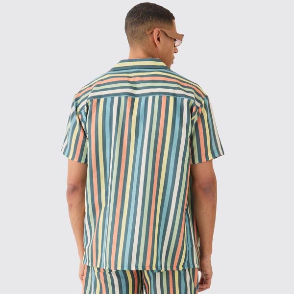 Short Sleeve Oversized Revere Stripe Shirt - Image 2