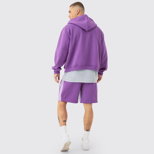 Oversized Boxy Hooded Gusset Short Tracksuit - Image 2